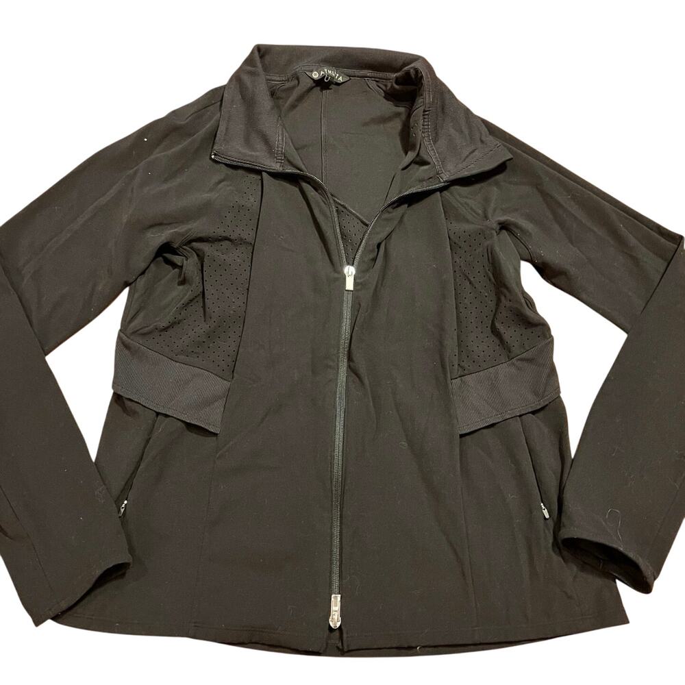 Athleta Chakra Jacket PowerVita Yoga Mesh Black Size XL Athletic Casual Stretch